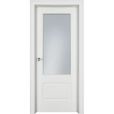 Дверь Офрам ДЕЛЬТА-2 со стеклом, эмаль молочно-белая RAL 9010